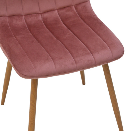 Καρέκλα Noor βελούδο σάπιο μήλο - πόδια σε φυσική απόχρωση 44x53x86εκ - 4τμχ. ** Καρέκλα Noor βελούδο σάπιο μήλο - πόδια σε φυσική απόχρωση 44x53x86εκ - 4τμχ. **