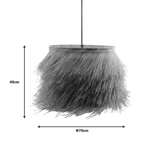 Φωτιστικό οροφής Hairy Inart Ε27 ρατάν σε φυσική απόχρωση Φ70x40εκ **