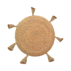 Πουφ Elefon Inart φυσικό-εκρού ύφασμα Φ35x12εκ ** Πουφ Elefon Inart φυσικό-εκρού ύφασμα Φ35x12εκ **