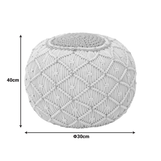 Σκαμπό-πουφ Boha Inart γιούτα σε κίτρινη και λευκή απόχρωση Φ40x30εκ ** Σκαμπό-πουφ Boha Inart γιούτα σε κίτρινη και λευκή απόχρωση Φ40x30εκ **