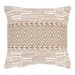 Μαξιλάρι Mitto Inart γιούτα-βαμβάκι σε μπεζ-λευκό απόχρωση 45x45x2εκ **