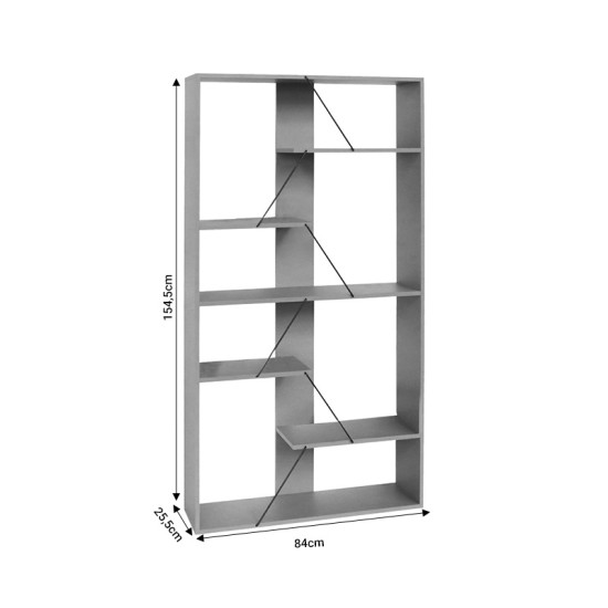 Βιβλιοθήκη Tars οακ-μαύρο 84x25.5x154.5εκ **