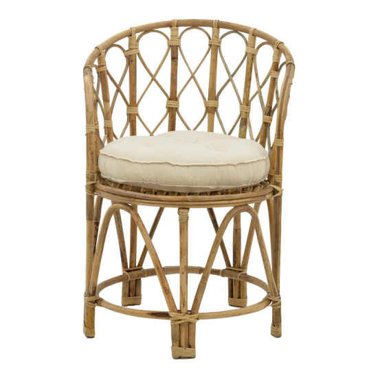 Πολυθρόνα Rostan Inart φυσικό rattan με μαξιλάρι 60x46x80εκ **