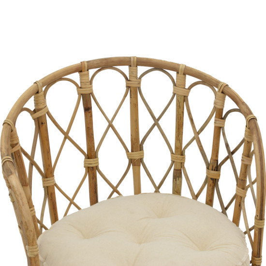 Πολυθρόνα Rostan Inart φυσικό rattan με μαξιλάρι 60x46x80εκ **