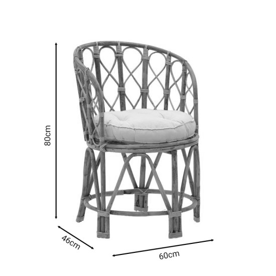 Πολυθρόνα Rostan Inart φυσικό rattan με μαξιλάρι 60x46x80εκ **