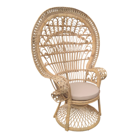 Πολυθρόνα Dorothy Inart με μπεζ μαξιλάρι-φυσικό rattan 115x57x150εκ **