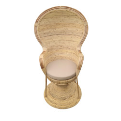 Πολυθρόνα Rea Inart με μπεζ μαξιλάρι-φυσικό rattan 92x75x140εκ **