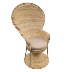 Πολυθρόνα Rea Inart με μπεζ μαξιλάρι-φυσικό rattan 92x75x140εκ **