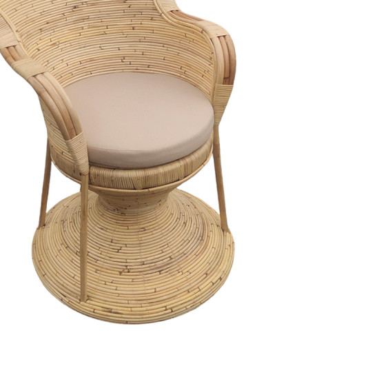 Πολυθρόνα Rea Inart με μπεζ μαξιλάρι-φυσικό rattan 92x75x140εκ **
