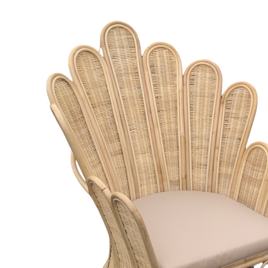 Πολυθρόνα Fragia Inart με μπεζ μαξιλάρι-φυσικό rattan 103x90x120εκ **