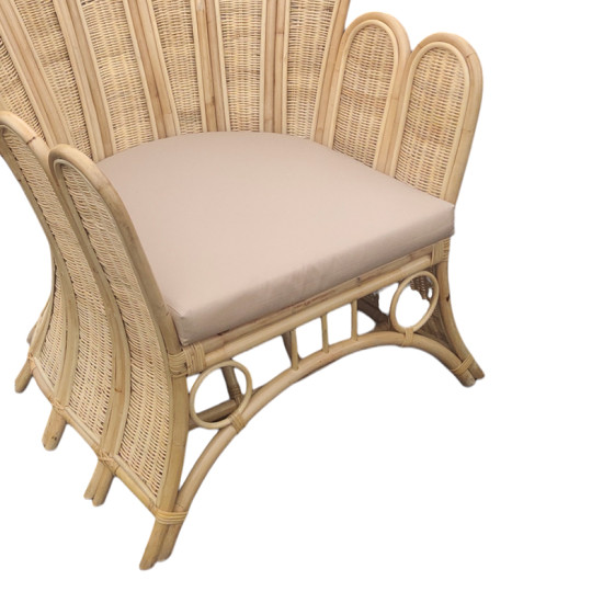 Πολυθρόνα Fragia Inart με μπεζ μαξιλάρι-φυσικό rattan 103x90x120εκ **