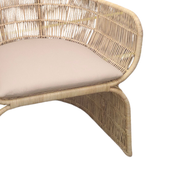 Πολυθρόνα Jake Inart με μπεζ μαξιλάρι-φυσικό rattan 110x82x145εκ **