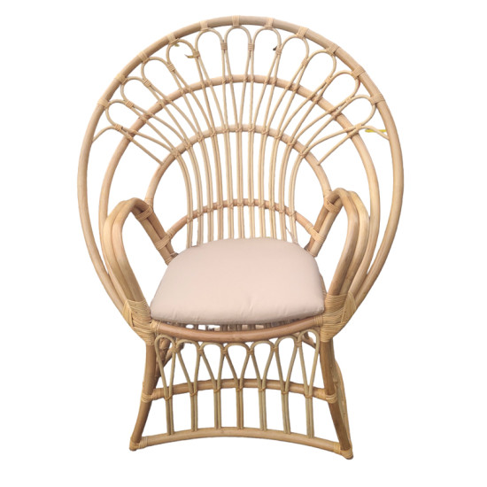 Πολυθρόνα Boloni Inart με μπεζ μαξιλάρι-φυσικό rattan 100x67x120εκ **