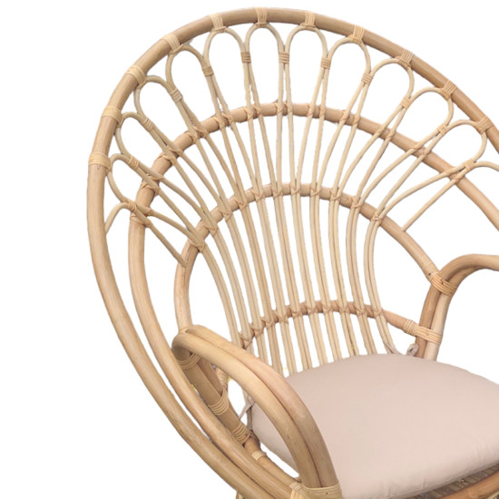 Πολυθρόνα Boloni Inart με μπεζ μαξιλάρι-φυσικό rattan 100x67x120εκ **