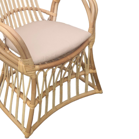 Πολυθρόνα Boloni Inart με μπεζ μαξιλάρι-φυσικό rattan 100x67x120εκ **