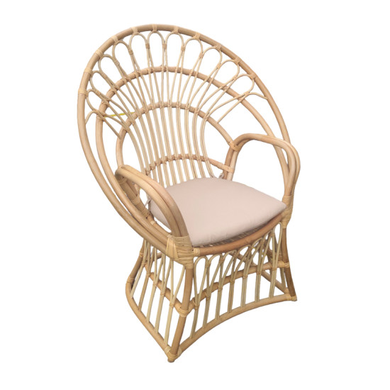 Πολυθρόνα Boloni Inart με μπεζ μαξιλάρι-φυσικό rattan 100x67x120εκ **