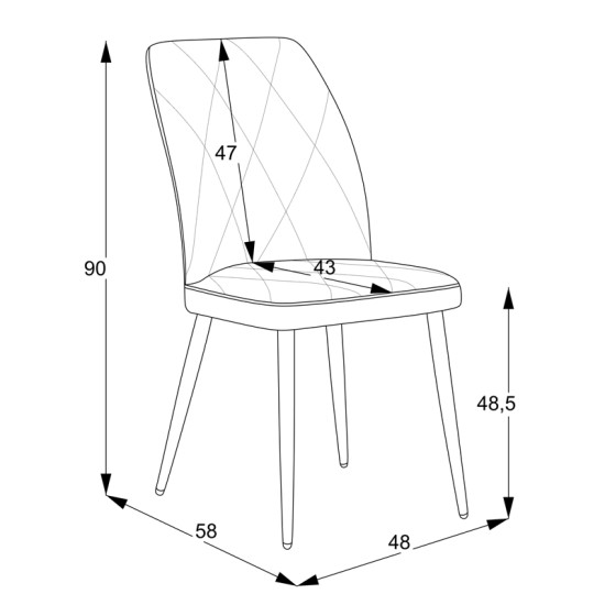 Καρέκλα Vika γκρι ύφασμα-πόδι μαύρο μέταλλο 48x58x90εκ **