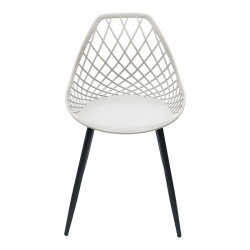 Καρέκλα Suan pp σε λευκή απόχρωση και μαύρο μεταλλικό πόδι 56x49x82εκ **