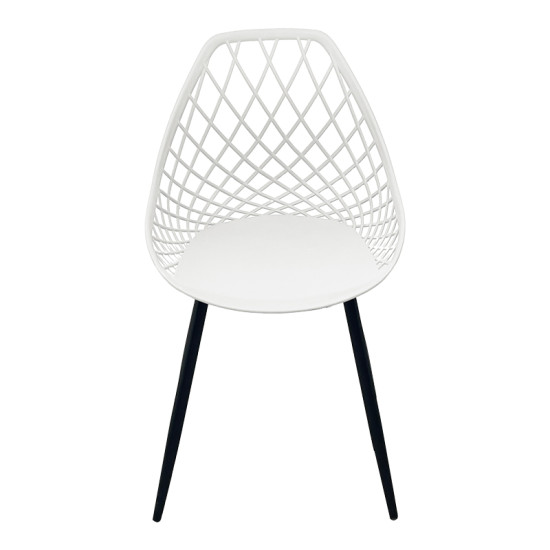 Καρέκλα Suan pp σε λευκή απόχρωση και μαύρο μεταλλικό πόδι 56x49x82εκ **