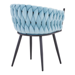 Πολυθρόνα Vivian σιέλ βελούδο-πόδι μαύρο μέταλλο 61x55x80εκ - 2τμχ. **