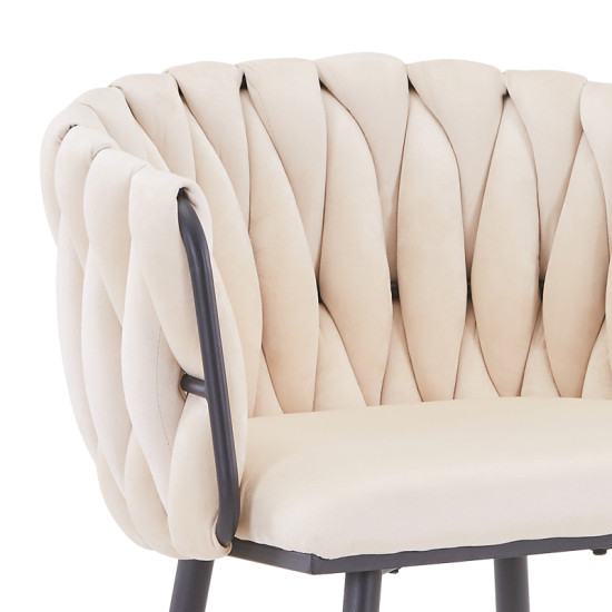 Σκαμπό μπαρ Vivian μπεζ βελούδο-πόδι μαύρο μέταλλο 57x50x100εκ - 2τμχ. ** Σκαμπό μπαρ Vivian μπεζ βελούδο-πόδι μαύρο μέταλλο 57x50x100εκ - 2τμχ. **