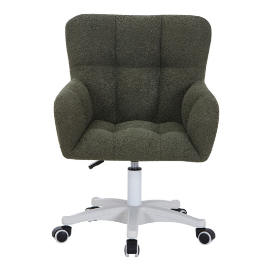 Καρέκλα γραφείου εργασίας Givole σε λαδί μπουκλέ ύφασμα 55x55x75-84εκ **