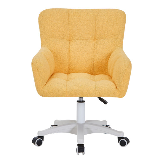 Καρέκλα γραφείου εργασίας Givole σε κίτρινο μπουκλέ ύφασμα 55x55x75-84εκ **