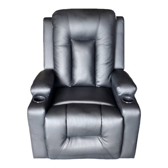 Πολυθρόνα relax με μηχανισμό massage Gessel PU σε μαύρη απόχρωση 80x90x98εκ **