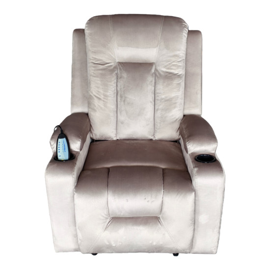 Πολυθρόνα relax με μηχανισμό massage Gessel βελούδο σε γκρι απόχρωση 80x90x98εκ **