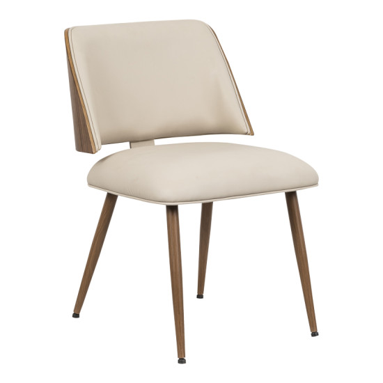 Καρέκλα Ubane μπεζ pu-πόδι καρυδί μέταλλο 53x62.5x85εκ **