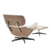 Πολυθρόνα-υποπόδιο relax Jenna μπεζ pu- plywood καρυδί-βάση χρωμίου 82x92x82εκ **
