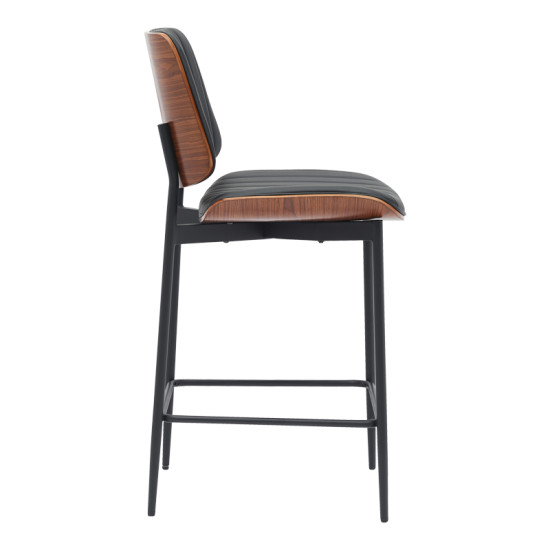 Σκαμπό-μπαρ Kathy μαύρο pu-καρυδί μέταλλο 48.5x52.5x96εκ **