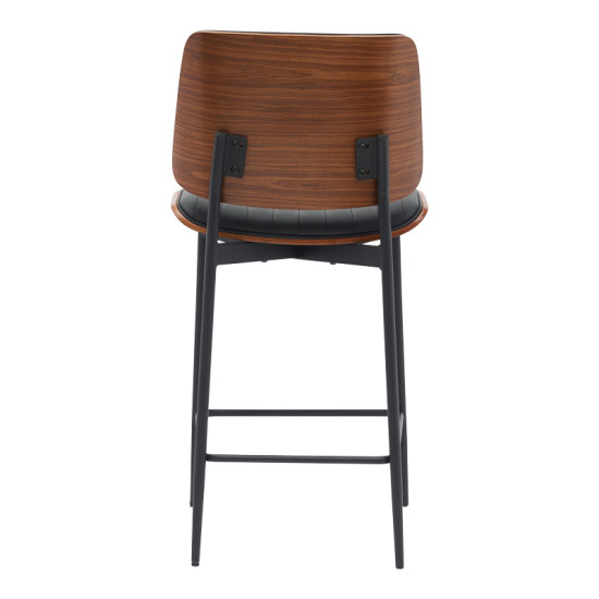 Σκαμπό-μπαρ Kathy μαύρο pu-καρυδί μέταλλο 48.5x52.5x96εκ **