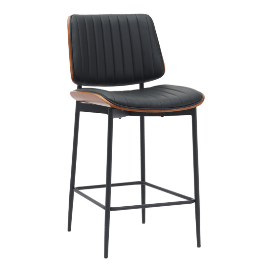Σκαμπό-μπαρ Kathy μαύρο pu-καρυδί μέταλλο 48.5x52.5x96εκ **