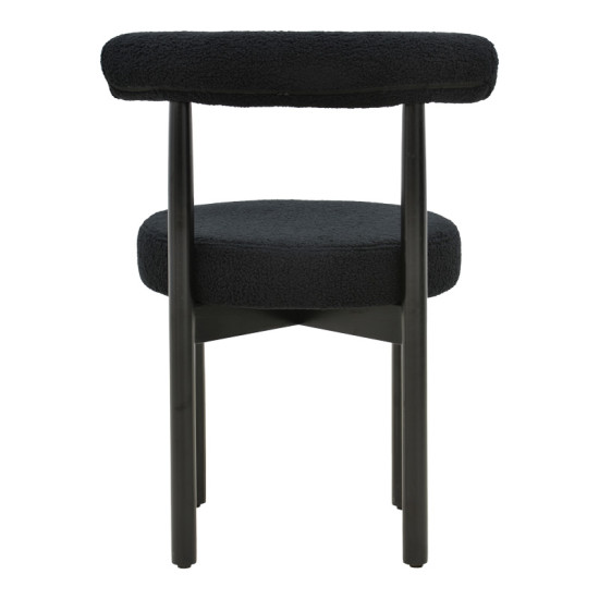 Καρέκλα Fenza μαύρο μπουκλέ ύφασμα-πόδι ξύλο οξιάς σε μαύρη απόχρωση 60x54x75εκ - 2τμχ. ** Καρέκλα Fenza μαύρο μπουκλέ ύφασμα-πόδι ξύλο οξιάς σε μαύρη απόχρωση 60x54x75εκ - 2τμχ. **