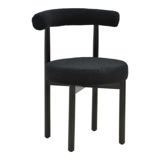 Καρέκλα Fenza μαύρο μπουκλέ ύφασμα-πόδι ξύλο οξιάς σε μαύρη απόχρωση 60x54x75εκ - 2τμχ. ** Καρέκλα Fenza μαύρο μπουκλέ ύφασμα-πόδι ξύλο οξιάς σε μαύρη απόχρωση 60x54x75εκ - 2τμχ. **