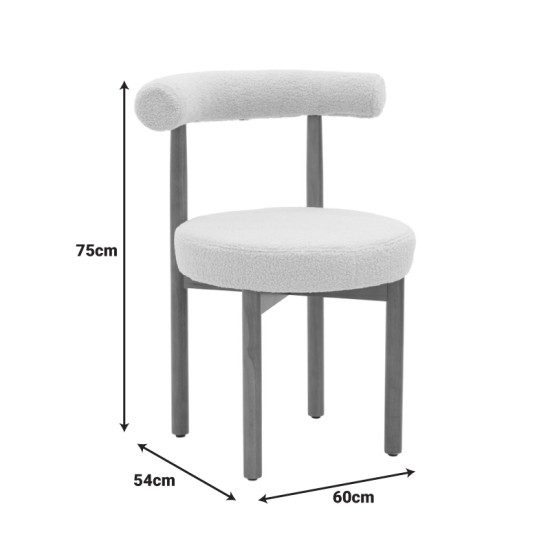 Καρέκλα Fenza μαύρο μπουκλέ ύφασμα-πόδι ξύλο οξιάς σε μαύρη απόχρωση 60x54x75εκ - 2τμχ. ** Καρέκλα Fenza μαύρο μπουκλέ ύφασμα-πόδι ξύλο οξιάς σε μαύρη απόχρωση 60x54x75εκ - 2τμχ. **