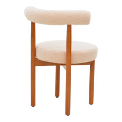 Καρέκλα Fenza μπεζ μπουκλέ ύφασμα-πόδι ξύλο οξιάς σε καρυδί απόχρωση 60x54x75εκ - 2τμχ. ** Καρέκλα Fenza μπεζ μπουκλέ ύφασμα-πόδι ξύλο οξιάς σε καρυδί απόχρωση 60x54x75εκ - 2τμχ. **