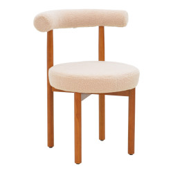 Καρέκλα Fenza μπεζ μπουκλέ ύφασμα-πόδι ξύλο οξιάς σε καρυδί απόχρωση 60x54x75εκ - 2τμχ. ** Καρέκλα Fenza μπεζ μπουκλέ ύφασμα-πόδι ξύλο οξιάς σε καρυδί απόχρωση 60x54x75εκ - 2τμχ. **