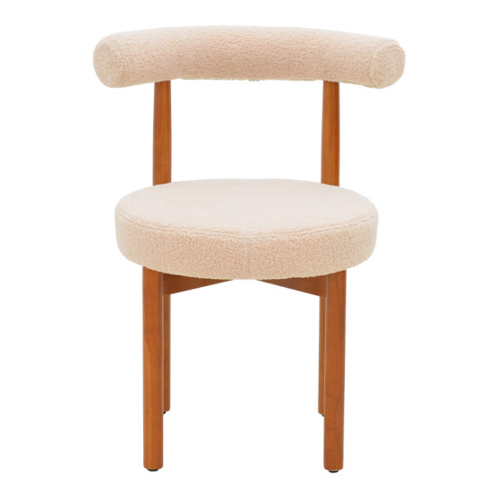 Καρέκλα Fenza μπεζ μπουκλέ ύφασμα-πόδι ξύλο οξιάς σε καρυδί απόχρωση 60x54x75εκ - 2τμχ. ** Καρέκλα Fenza μπεζ μπουκλέ ύφασμα-πόδι ξύλο οξιάς σε καρυδί απόχρωση 60x54x75εκ - 2τμχ. **