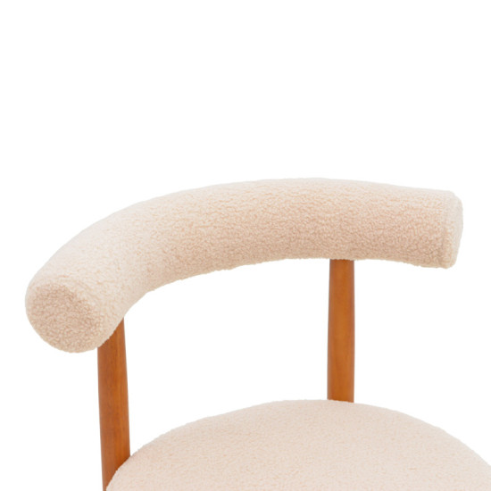 Καρέκλα Fenza μπεζ μπουκλέ ύφασμα-πόδι ξύλο οξιάς σε καρυδί απόχρωση 60x54x75εκ - 2τμχ. ** Καρέκλα Fenza μπεζ μπουκλέ ύφασμα-πόδι ξύλο οξιάς σε καρυδί απόχρωση 60x54x75εκ - 2τμχ. **