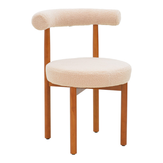 Καρέκλα Fenza μπεζ μπουκλέ ύφασμα-πόδι ξύλο οξιάς σε καρυδί απόχρωση 60x54x75εκ - 2τμχ. ** Καρέκλα Fenza μπεζ μπουκλέ ύφασμα-πόδι ξύλο οξιάς σε καρυδί απόχρωση 60x54x75εκ - 2τμχ. **