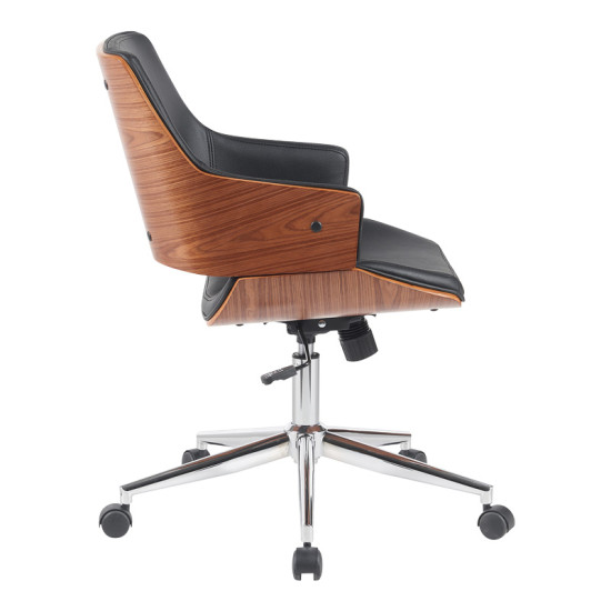 Καρέκλα γραφείου Setulo μαύρο pu-βάση χρωμίου 53x61x79-89εκ **