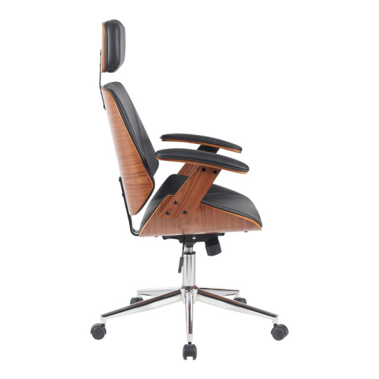 Καρέκλα γραφείου διευθυντή Fetseno μαύρο pu-βάση χρωμίου 53x56x113.5-123.5εκ **