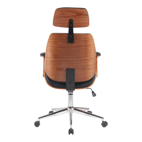 Καρέκλα γραφείου διευθυντή Fetseno μαύρο pu-βάση χρωμίου 53x56x113.5-123.5εκ **