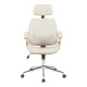 Καρέκλα γραφείου διευθυντή Fetseno μπεζ pu-βάση χρωμίου 53x56x113.5-123.5εκ **