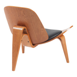 Πολυθρόνα Vilma PU μαύρο- plywood καρυδί 90x76.5x74.5εκ **