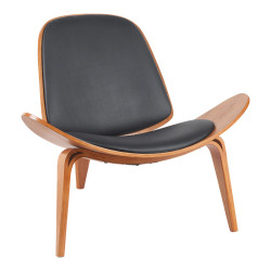 Πολυθρόνα Vilma PU μαύρο- plywood καρυδί 90x76.5x74.5εκ **