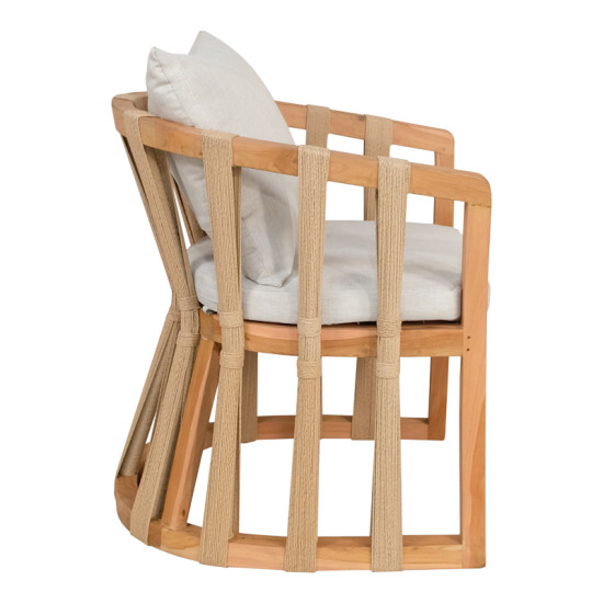 Πολυθρόνα Morani σκελετός teak ξύλο και ύφασμα σε φυσική απόχρωση 61x66x75εκ **
