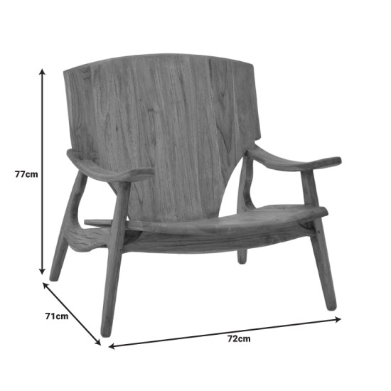 Πολυθρόνα Brazin καρυδί teak ξύλο 72x71x77εκ **